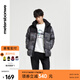 美特斯邦威羽絨服男冬季新款撞色連帽夾克加厚字母外套男 黑色組 M 170 92A