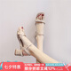 ZHR涼鞋女復(fù)古方頭不規(guī)則交叉絆帶女鞋氣質(zhì)增高顯瘦粗跟鞋女通勤風(fēng)夏季 Y516 米色(經(jīng)典款) 37 