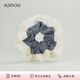 AJIDOU阿吉豆優(yōu)雅溫婉花邊發(fā)圈發(fā)飾潮奶油甜心芭蕾風絲帶蝴蝶結大腸發(fā)圈 黑白色+白色 1個