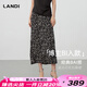 藍地（LANDI）[全場(chǎng)域]LANDI法式通勤波點(diǎn)包臀魚(yú)尾裙女長(cháng)款半身裙2025春夏新品 黑底白點(diǎn) M