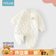 優(yōu)奇嬰兒衣服新生兒連體衣秋冬加棉保暖衣加厚三層夾棉寶寶哈衣爬爬服 【加厚保暖】杏色 90cm