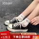 卓詩(shī)尼女鞋高幫帆布鞋女2025新款春夏百搭厚底學(xué)生布鞋休閑板鞋子 黑 36