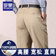 羅蒙男士休閑褲秋季2025新款中老年寬松直筒褲純棉爸爸褲子免燙長褲男 卡其色 32