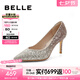 百麗（Belle）七夕禮物吉娜同款高跟鞋女商場款單鞋婚鞋BDAK3AQ5預(yù)售 浮光躍金-跟高8CM（寬版） 39 (245mm)