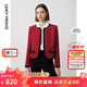 朗姿【時(shí)來(lái)運(yùn)轉(zhuǎn)】小香風(fēng)羊毛短款外套女春春季新款高級(jí)感短外套 節(jié)日紅色 M
