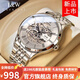 I&W CARNIVAL HWGUOJI瑞士品牌IW手表男機(jī)械表雙面鏤空機(jī)械男表進(jìn)口機(jī)芯全自動(dòng)男士手表 銀灰黑釘鋼帶/進(jìn)口機(jī)芯