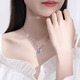 正品S999純銀項鏈女鎖骨鏈2025新款?lèi)?ài)心吊墜送女友生日情人節禮物 【白金色】永恒之心藍鉆+元寶鏈 精品禮盒