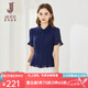 經(jīng)典故事（JANE STORY）設(shè)計感短袖雪紡襯衫女2025夏季氣質(zhì)內(nèi)搭襯衣修身OL通勤短款上衣 M05深藍色 M