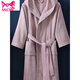 貓人（MiiOW）酒店純棉浴袍情侶睡袍冬季加厚帶帽男女毛巾料睡家居服吸水長(cháng)款 淺紫色 XL