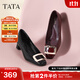 他她（TATA）通勤方扣高跟鞋女鞋黑色粗跟牛皮單鞋秋新款7YO02CQ4 黑色 36