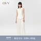 OVV2022春夏新款女裝日本進口面料時尚交叉門襟優(yōu)雅寬松連體褲 本白01 S