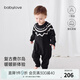 babylove嬰幼兒連體衣春秋款毛衫針織哈衣爬服寶寶毛衣外出保暖春裝 費(fèi)爾島-黑 73cm