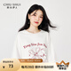 秋水伊人美式復(fù)古重磅純棉T恤夏季新款女裝經(jīng)典圓領(lǐng)甜美上衣 本白 M