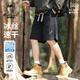 西域駱駝（VANCAMEL）短褲男夏季薄款冰絲速干戶(hù)外寬松透氣運動(dòng)五分褲 黑色 3XL