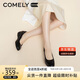 康莉（COMELY）軟牛皮單鞋女春季圓頭舒適平底鞋軟底通勤百搭媽媽鞋 黑色 38 
