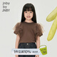 jnby by JNBY江南布衣童裝夏款網(wǎng)紗拼接T恤短袖女童兒童1N411324A1N411324A 209/深棕 110 cm