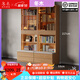 冬木書柜儲(chǔ)物柜一體靠墻組合帶玻璃門書櫥展示柜客廳實(shí)木整墻收納書架 卡座書柜80CM*2原木色