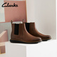 Clarks其樂(lè )Novajoy系列新品男士秋冬經(jīng)典光面輕盈切爾西短靴 棕色 261798617 42