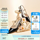NINE WEST【明星同款】玖熙包頭涼鞋女中跟2025夏季新款尖頭后空法式高跟鞋 黑色 36