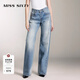 MISS SIXTY【免費(fèi)改褲】進(jìn)口牛仔面料牛仔褲復(fù)古顯瘦百搭女紐扣直筒長(zhǎng)褲休閑 中藍(lán) XS (23-24碼)