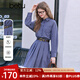 百圖betu女裝2025春季新款連衣裙翻領(lǐng)格子腰帶收腰連衣裙裙子2502T75 藍(lán)色 M