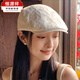 恒源祥2025美式復(fù)古前進(jìn)帽大頭圍顯臉小法式貝雷帽子女款2025新款春季畫 米白色【四季百搭 正反可戴】 均碼可調(diào)節(jié)(54-58cm)