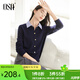 歐莎（OSA）知性通勤假兩件襯衫領(lǐng)學(xué)院風(fēng)針織衫女2025秋新款疊穿毛衣上衣氣質(zhì) 藏藍色 L