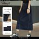 薩拉維夫（SLLAVIF）品牌牛仔半身裙女高腰過(guò)膝 A字顯瘦休閑開(kāi)叉復古中長(cháng)裙春季新品潮 牛仔藍 S