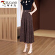 啄木鳥(niǎo)中老年媽媽裙褲女2025夏季新款冰絲垂感九分褲高腰寬松彈力闊腿褲 01咖啡色 XL 建議85-105斤
