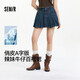 森馬（Semir）牛仔半身裙女涼感百褶裙2025夏辣妹A字高腰顯瘦短裙109325120007