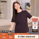 MsShe大碼女裝2025夏裝【天絲棉】高端顯瘦短袖正肩T恤女微胖妹妹 西梅紫色現貨 5XL