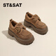 星期六樂(lè )福鞋女粗跟加絨搭扣淺口保暖復古2025秋季新款百搭休閑勃肯鞋 駝色 36 (230mm) 標準碼
