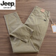 JEEP SPIRIT高端2025春夏薄款男士休閑褲新款煙灰色開車棉微彈小直筒長褲子 淺卡其 夏款 S [建議115-125斤左右]