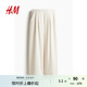 H&M女裝休閑褲2025氣質(zhì)簡(jiǎn)約高腰寬松直筒通勤商務(wù)西褲長(zhǎng)褲1264877 奶油色 S 160/72