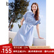 百圖betu女裝2025夏季新款綁帶調節通勤美學(xué)條紋連衣裙裙子女2504D02 藍白條 M
