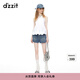 DZZIT地素牛仔短褲夏季刺繡工藝丹尼高腰短褲女 藍(lán)色 XS