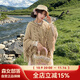 森女部落原創(chuàng  )純色復古甜美寬松斗篷流蘇毛衣外套毛針織衫開(kāi)春穿搭 卡其色（單件） （單件） M （單件）