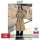 LILY2025秋新款復古英倫風(fēng)雙排扣休閑通勤腰帶長(cháng)款卡其色風(fēng)衣外套 717卡其 S