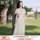 香影泡泡袖碎花方領(lǐng)連衣裙女2025夏季新款花卉甜美巨好看雪紡裙子 紫花 S 155/80A/85-95斤