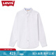 Levi's李維斯男士美式復(fù)古刺繡休閑簡約商務(wù)通勤條紋長袖翻領(lǐng)襯衫 白色 M