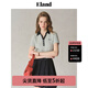 ELAND【94%棉】衣戀T恤女修身v領(lǐng)深門襟舒適短袖上衣2025夏季新款 藏青色(59)Navy M /165