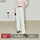 LILY夏新款女裝時(shí)尚都市通勤款顯瘦高腰垂墜感直筒西式休閑褲 604米白 M