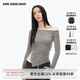 ANN ANDELMAN【明星同款】官方直營不規(guī)則斜肩長袖T恤假兩件上衣 灰色 S