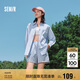 森馬套裝女中長款襯衫開叉A字短褲春純色寬松兩件套109524117001