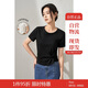 茵曼扭結(jié)不規(guī)則T恤女春夏百搭顯瘦圓領(lǐng)寬松休閑短袖上衣 午夜黑-新 XL