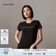 Calvin Klein Jeans夏季女士簡約休閑ck銀色字母出色修身短袖T恤J223860 BEH-太空黑 S