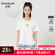 MOVEUP幻走2022夏季新款.FUN系列 拼接網(wǎng)紗印花設(shè)計師短款T恤女 氣泡白 M