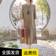 素訂復(fù)古高端亞麻重工刺繡旗袍女夏季新款寬松顯瘦氣質(zhì)棉麻連衣裙 駝色 L 【建議115-130斤】