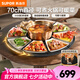 蘇泊爾（SUPOR）暖菜板 大直徑圓形加熱菜板保溫板 速熱暖菜板+火鍋+自動旋轉(zhuǎn)家用餐桌轉(zhuǎn)盤 餐桌加熱墊 熱菜神器 【百搭不挑餐具】黑色