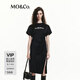 MO&Co.秋醋酸混紡收腰側開(kāi)叉T恤裙連衣裙MBD3DRST06摩安珂 黑色 S 160